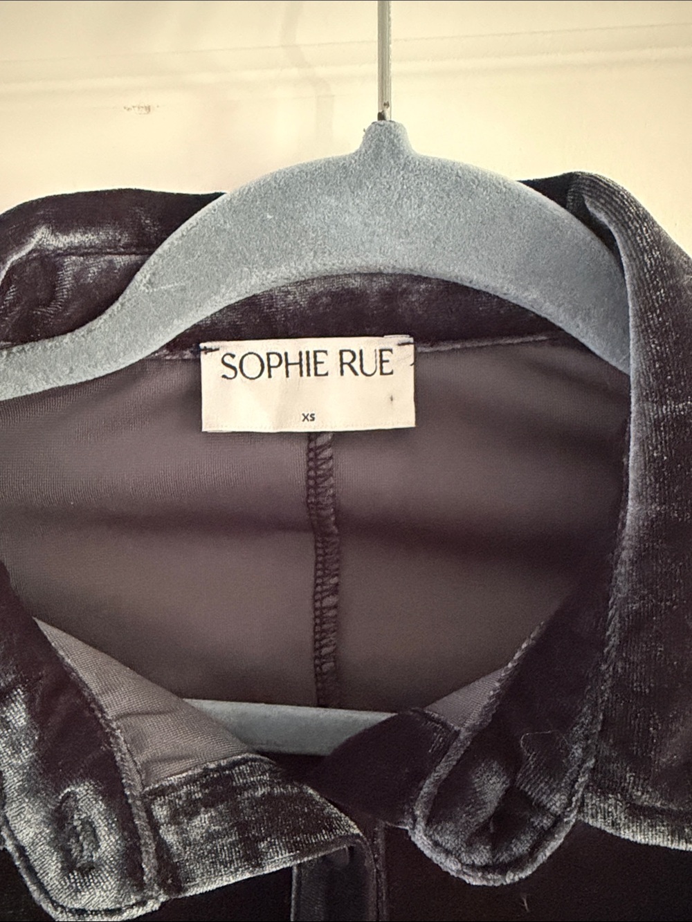 Sophie Rue deep Navy Velvet Ruched Button-Front Dress - Picture 3 of 5